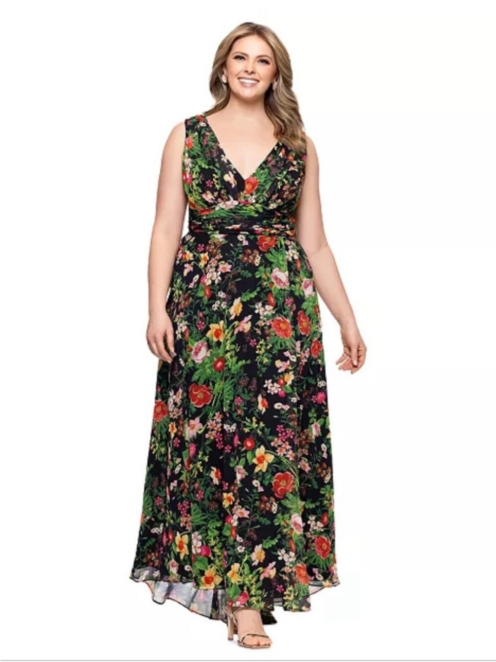 Betsy and Adam Plus Size Floral Wedding Guest dress